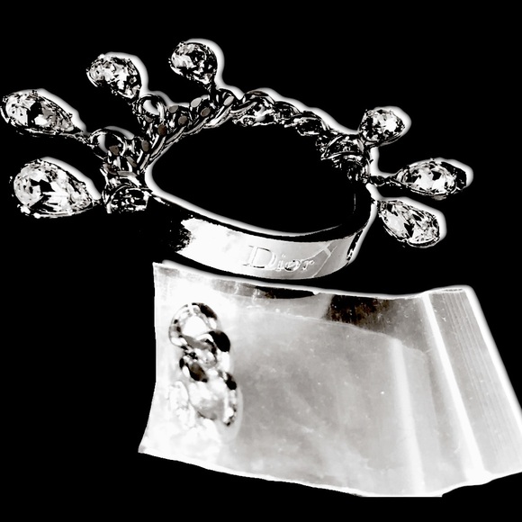 Dior Vintage By Galliano Y2K Crystal Charm Embellished Logo ID Gambler Bracelet - Picture 13 of 17